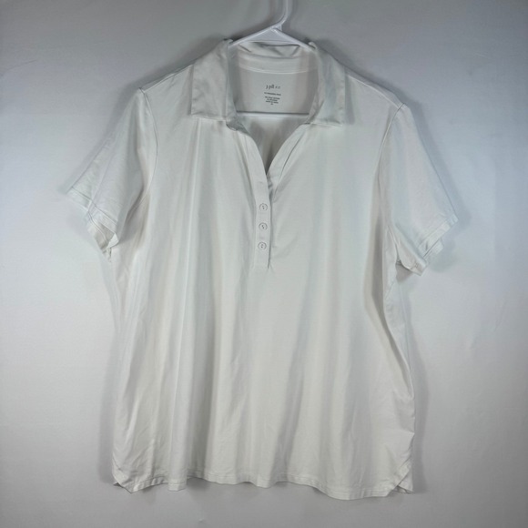 J.Jill Tops - J.Jill Fit White Progress Polo Shirt Womens XL Pima Cotton Spandex Short Sleeve